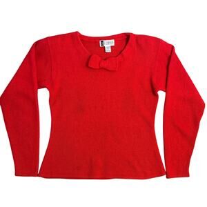 VTG Lambswool Angora Bow Sweater Hong Kong Red SK & Company Women’s Size Medium